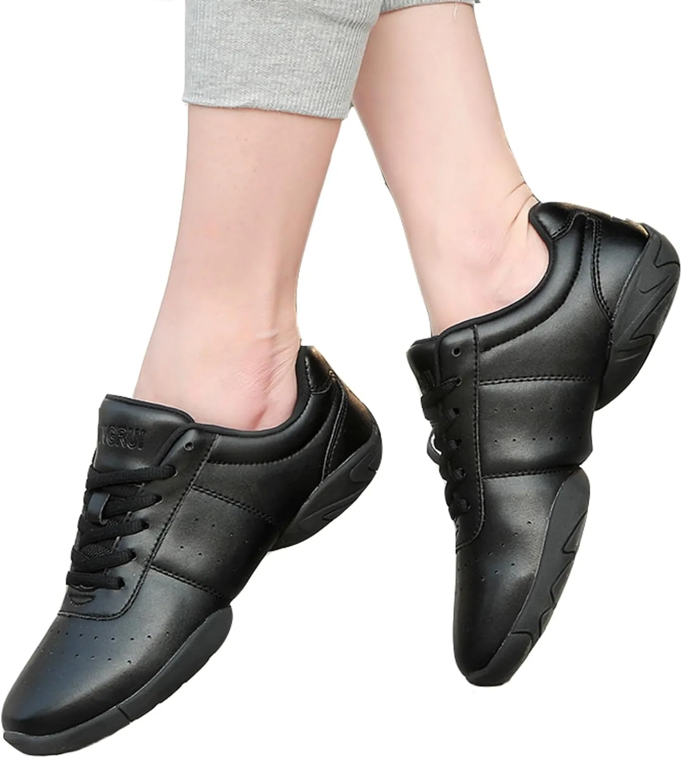 Boys Girls Cheer Shoes Cheerleading School Competition Lace Up Aerobics Gymnastics Wlaking Lightweight Sneakers