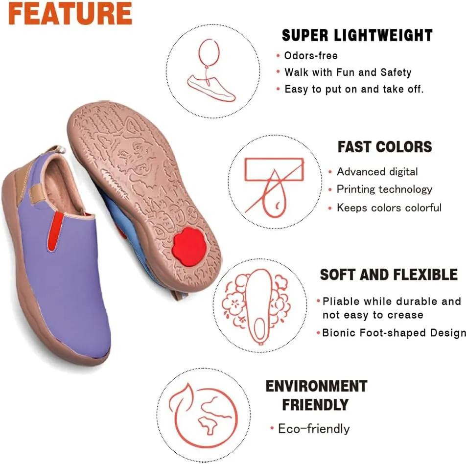 Boys Girls Slip On Loafers Kid's Lightweight Comfort Sneakers Art Painted Walking Travel Shoes Macaron Style