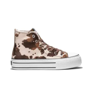 Brown Pony Platform Hi-Top Sneakers Canvas