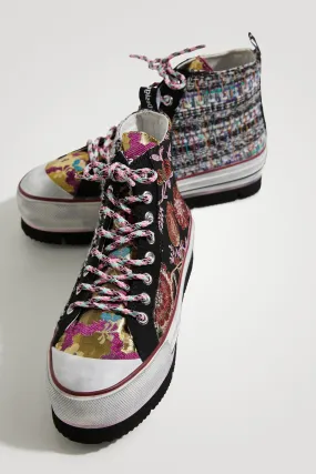 Crush Black Trainers Desigual Style 22SSKA31 Chunky Floral High Tops