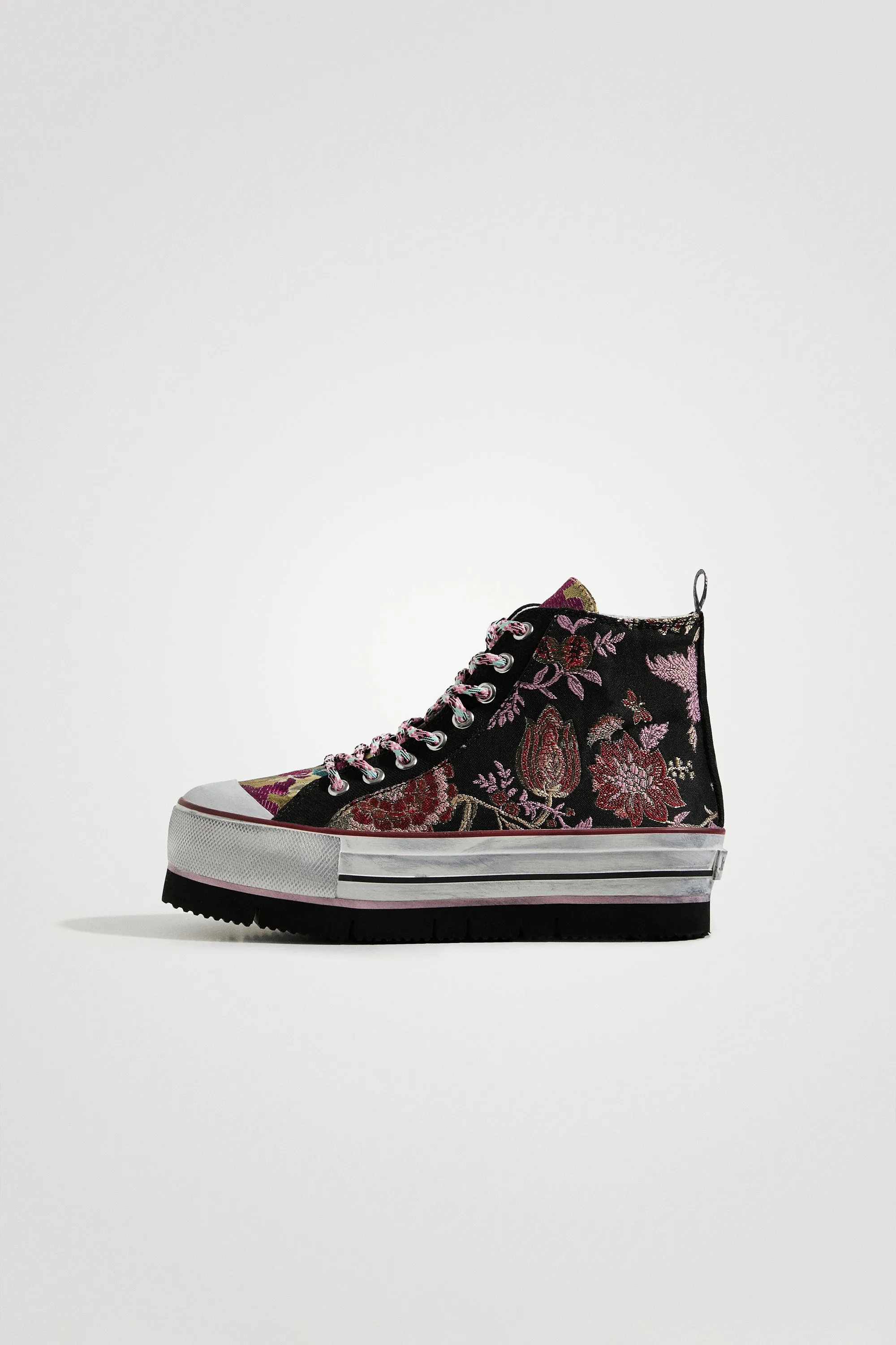 Crush Black Trainers Desigual Style 22SSKA31 Chunky Floral High Tops
