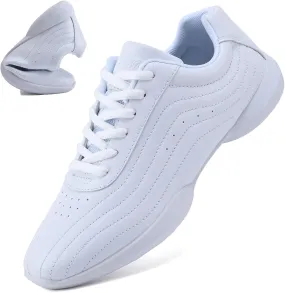 DADAWEN Girls White Cheer Shoes Youth Cheerleading Shoes Dance Athletic Training Tennis Lightweight Competition for Women Cheer Sneakers