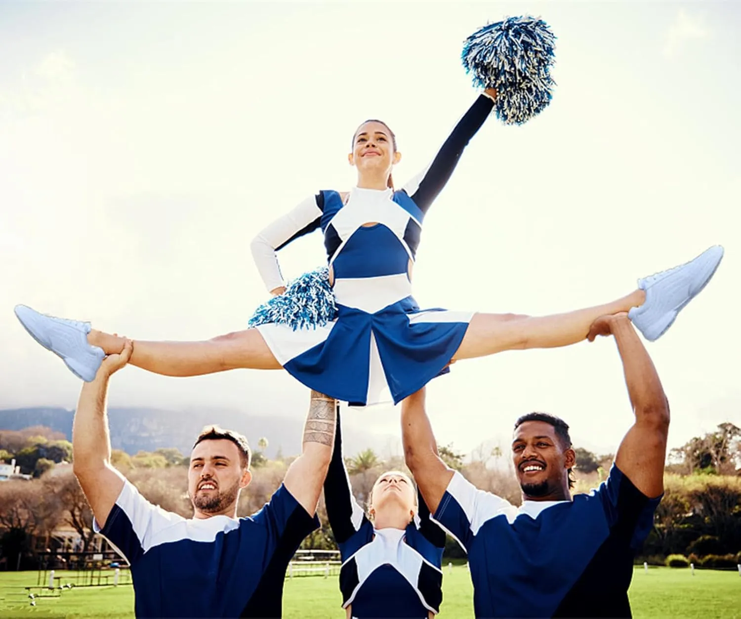 DADAWEN Girls White Cheer Shoes Youth Cheerleading Shoes Dance Athletic Training Tennis Lightweight Competition for Women Cheer Sneakers