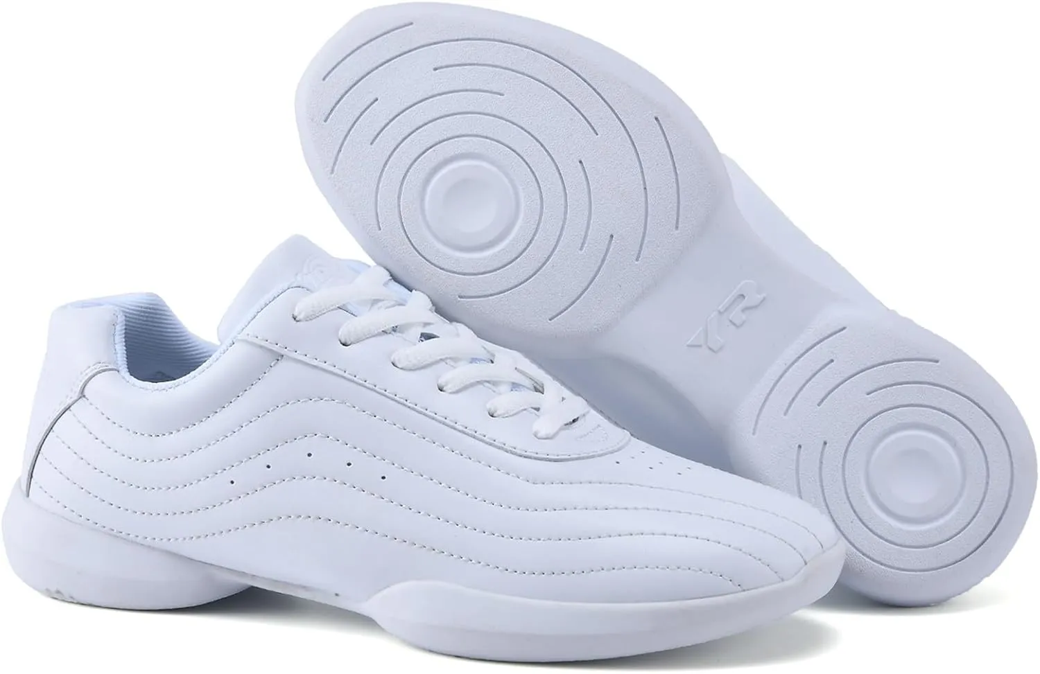 DADAWEN Girls White Cheer Shoes Youth Cheerleading Shoes Dance Athletic Training Tennis Lightweight Competition for Women Cheer Sneakers