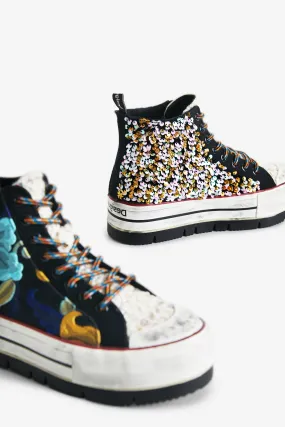 Desigual Crush Sequins Platform High Top Sneakers 22WSKA21 AW22 New Season