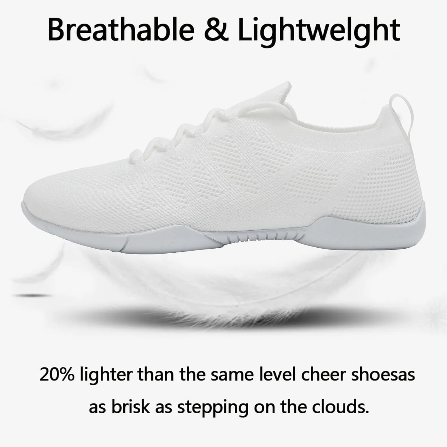 Girls Cheer Shoes Toddler White Cheerleading Shoes Lightweight Non-Slip for Cheer Competitions, Practice, Dance, Gymnastics Size Kids/Little Kid 13.5 to Women 10
