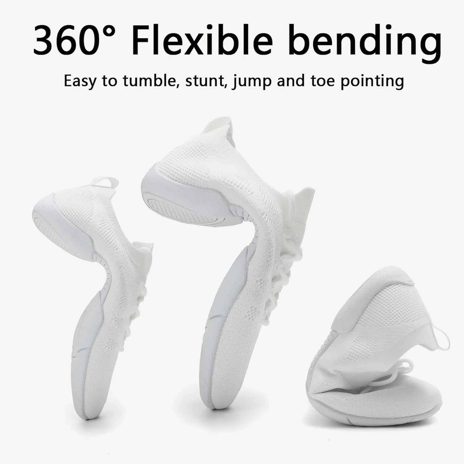 Girls Cheer Shoes Toddler White Cheerleading Shoes Lightweight Non-Slip for Cheer Competitions, Practice, Dance, Gymnastics Size Kids/Little Kid 13.5 to Women 10