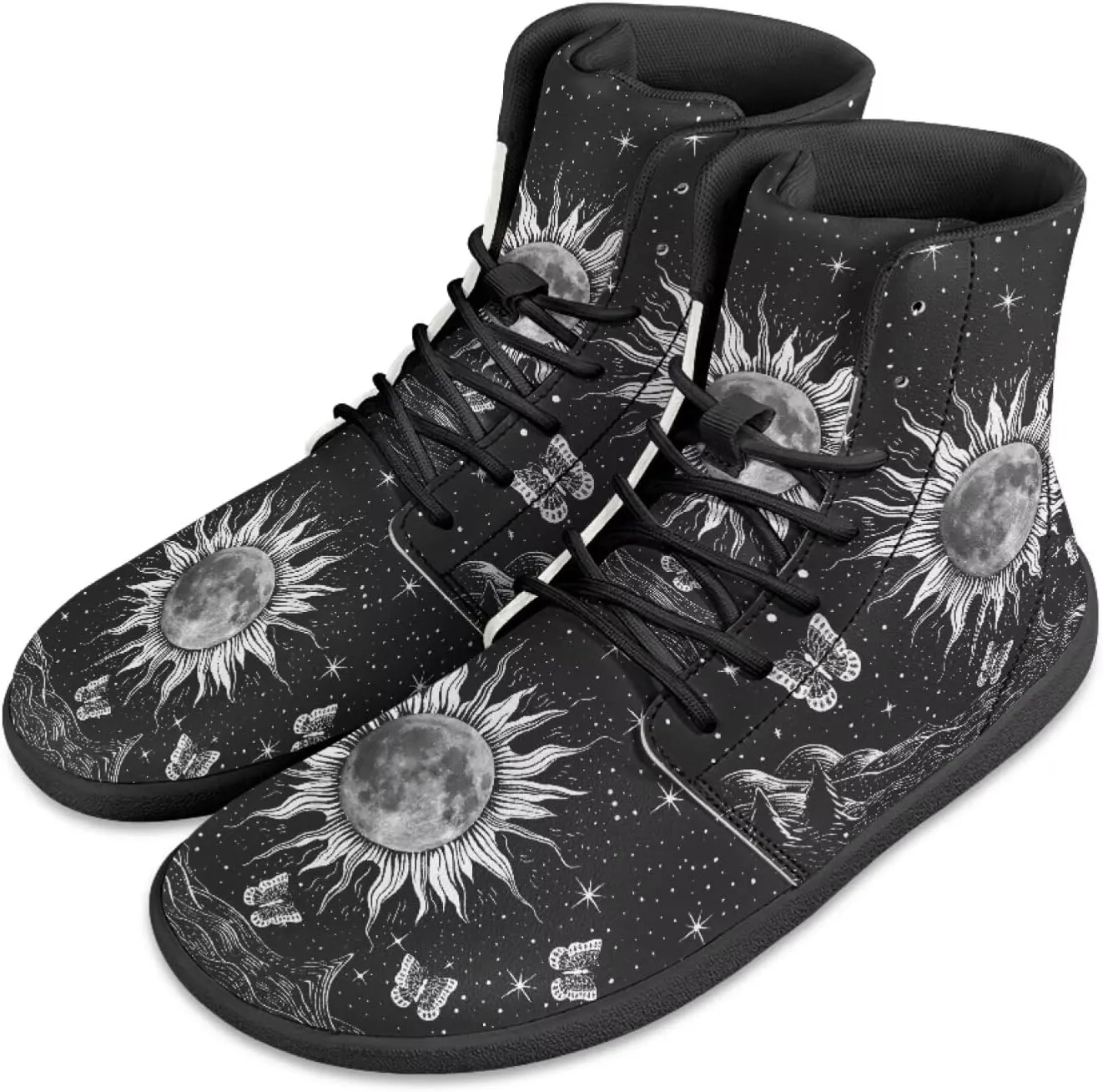 Jeiento Galaxy Barefoot Shoes for Men Minimalist Wide Toe Box Shoes Ankle Booties PU Leather Walking Shoes Casual Footwear