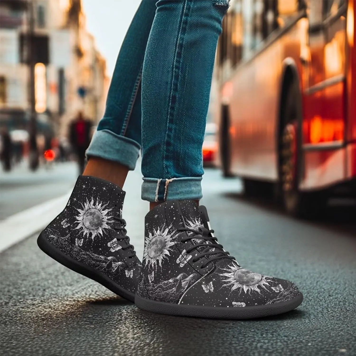 Jeiento Galaxy Barefoot Shoes for Men Minimalist Wide Toe Box Shoes Ankle Booties PU Leather Walking Shoes Casual Footwear