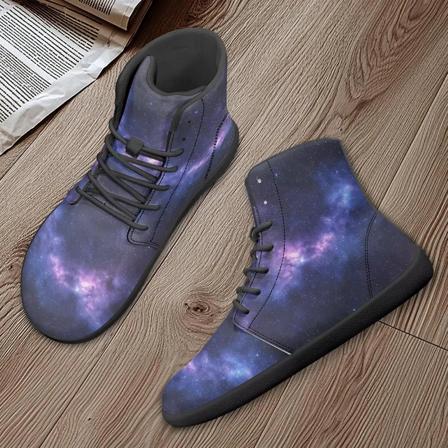 Jeiento Galaxy Barefoot Shoes for Men Minimalist Wide Toe Box Shoes Ankle Booties PU Leather Walking Shoes Casual Footwear