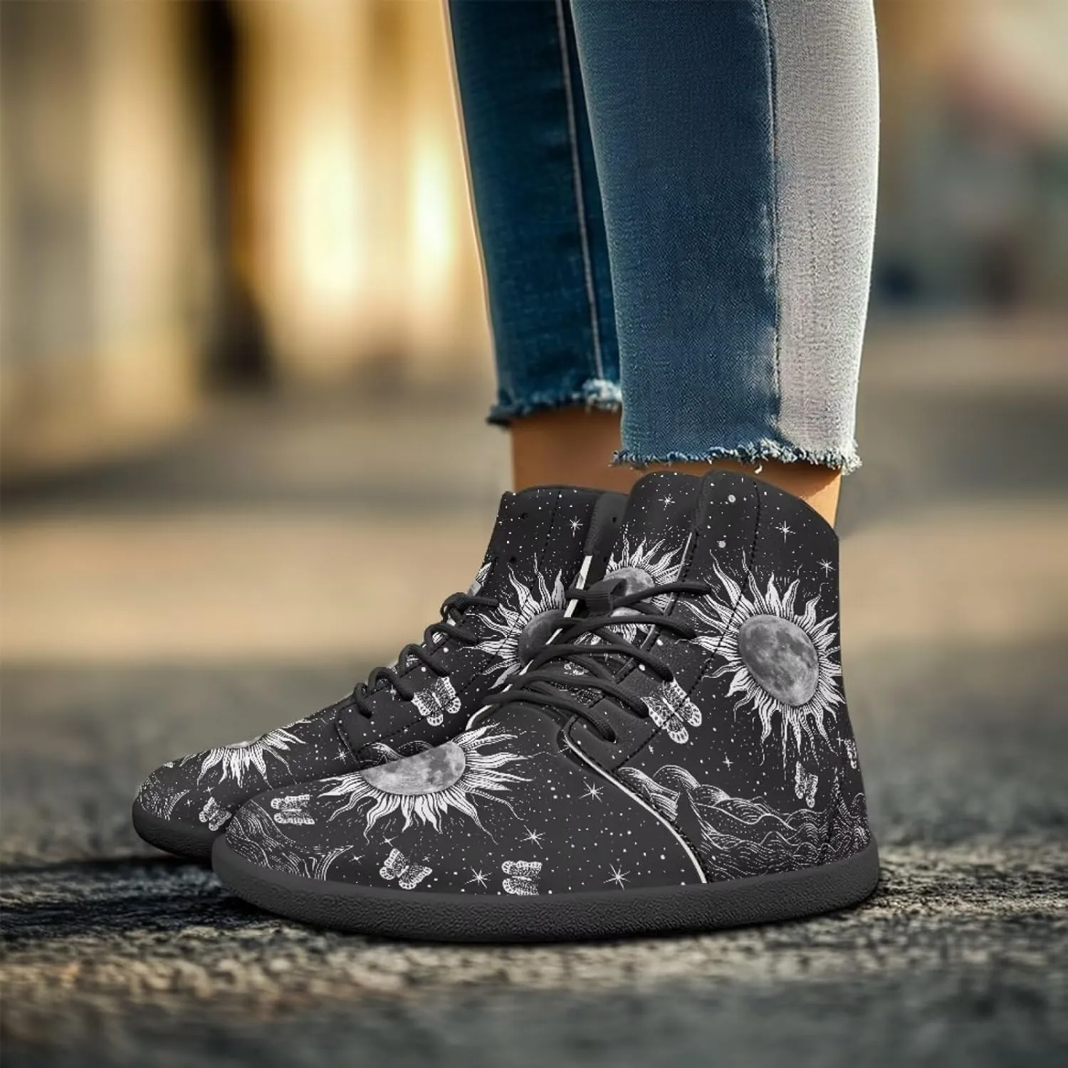 Jeiento Galaxy Barefoot Shoes for Men Minimalist Wide Toe Box Shoes Ankle Booties PU Leather Walking Shoes Casual Footwear