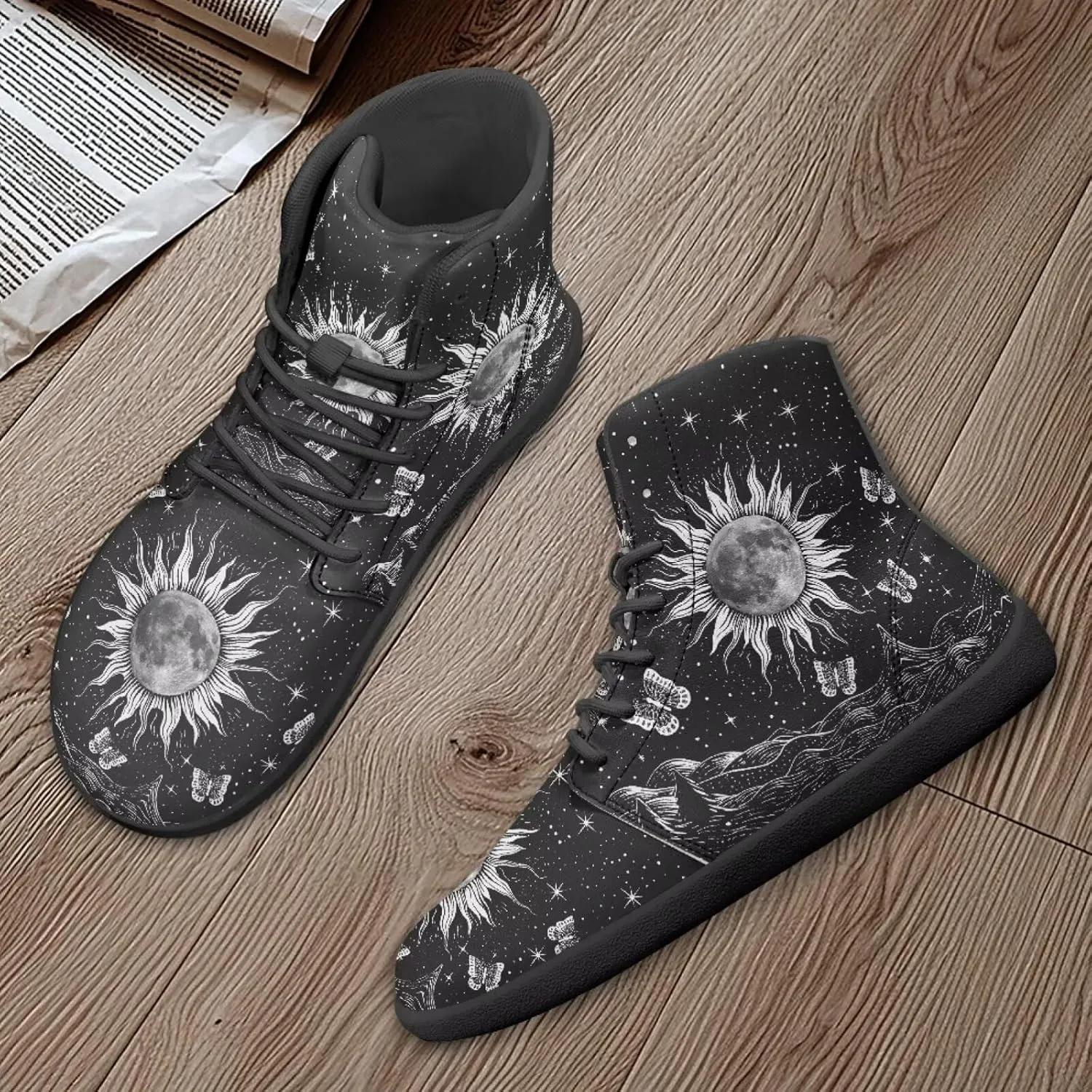 Jeiento Galaxy Barefoot Shoes for Men Minimalist Wide Toe Box Shoes Ankle Booties PU Leather Walking Shoes Casual Footwear