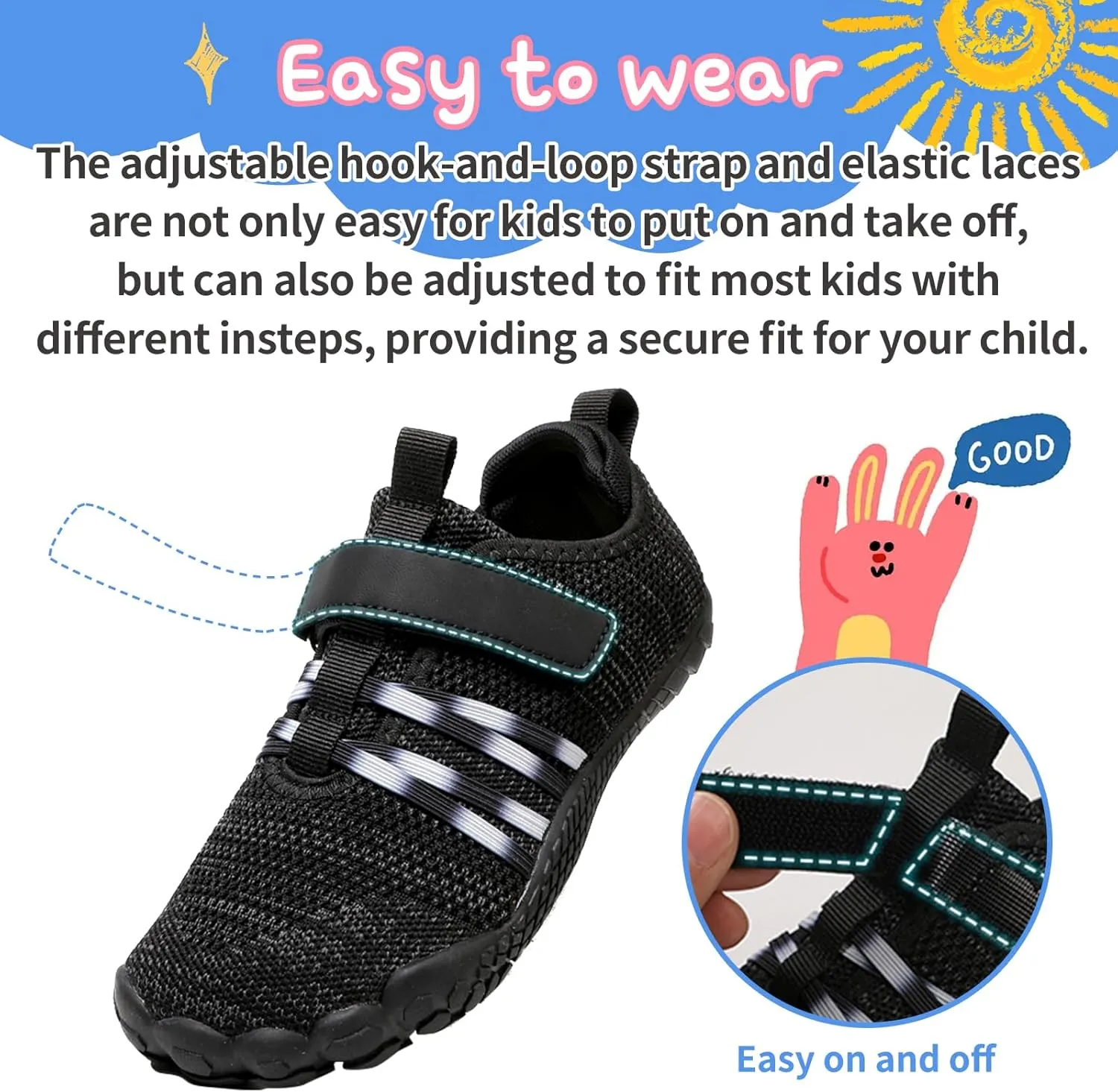 Kids Barefoot Shoes Boys Girls Footwear Toddler Shoes Wide Toe Box Hiking Flexible Zero Drop Sole Minimalist Sneakers Lightweight Breathable Slip On Running Tennis for Indoor Outdoor Little Big Kid