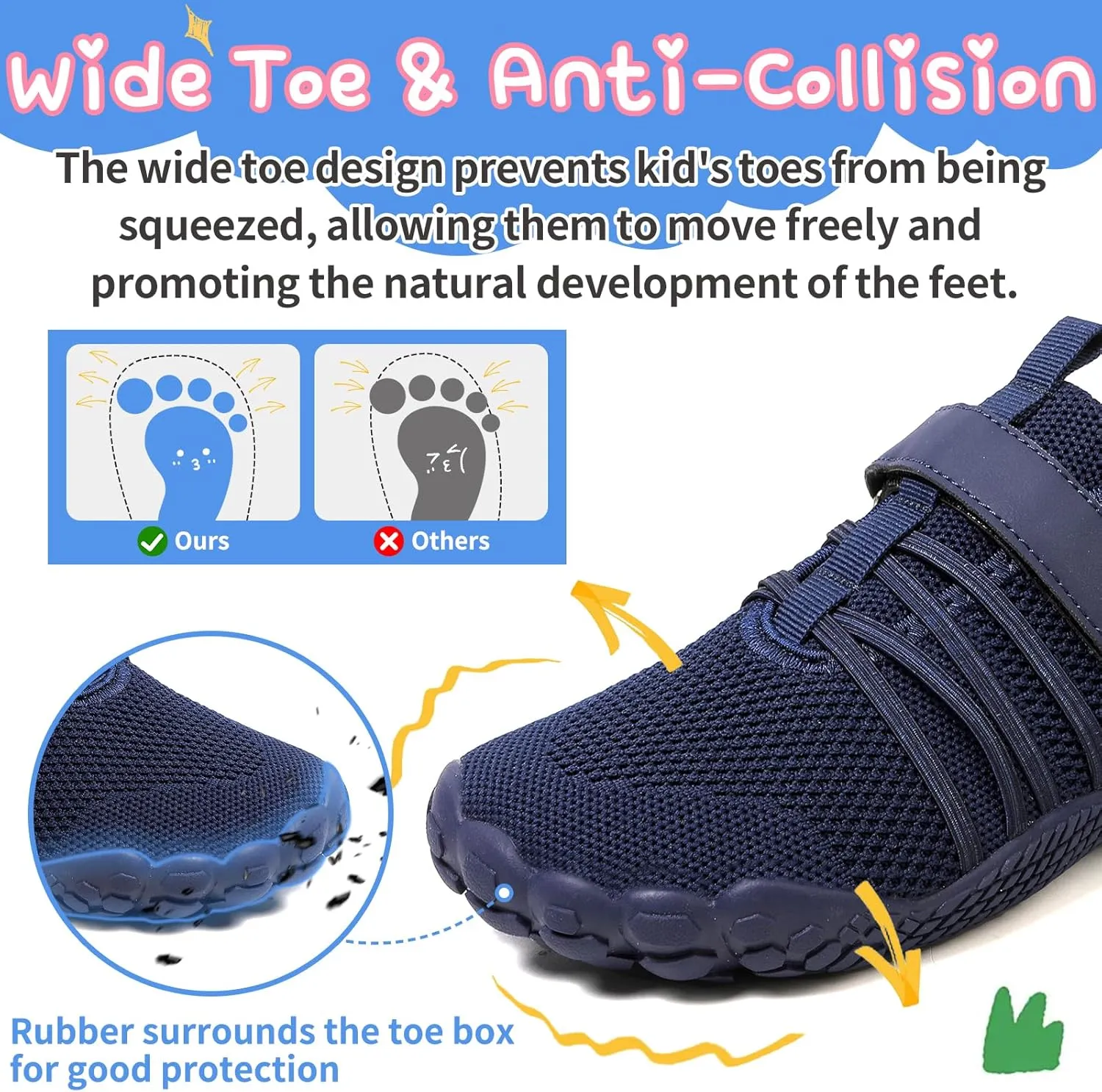Kids Barefoot Shoes Boys Girls Footwear Toddler Shoes Wide Toe Box Hiking Flexible Zero Drop Sole Minimalist Sneakers Lightweight Breathable Slip On Running Tennis for Indoor Outdoor Little Big Kid