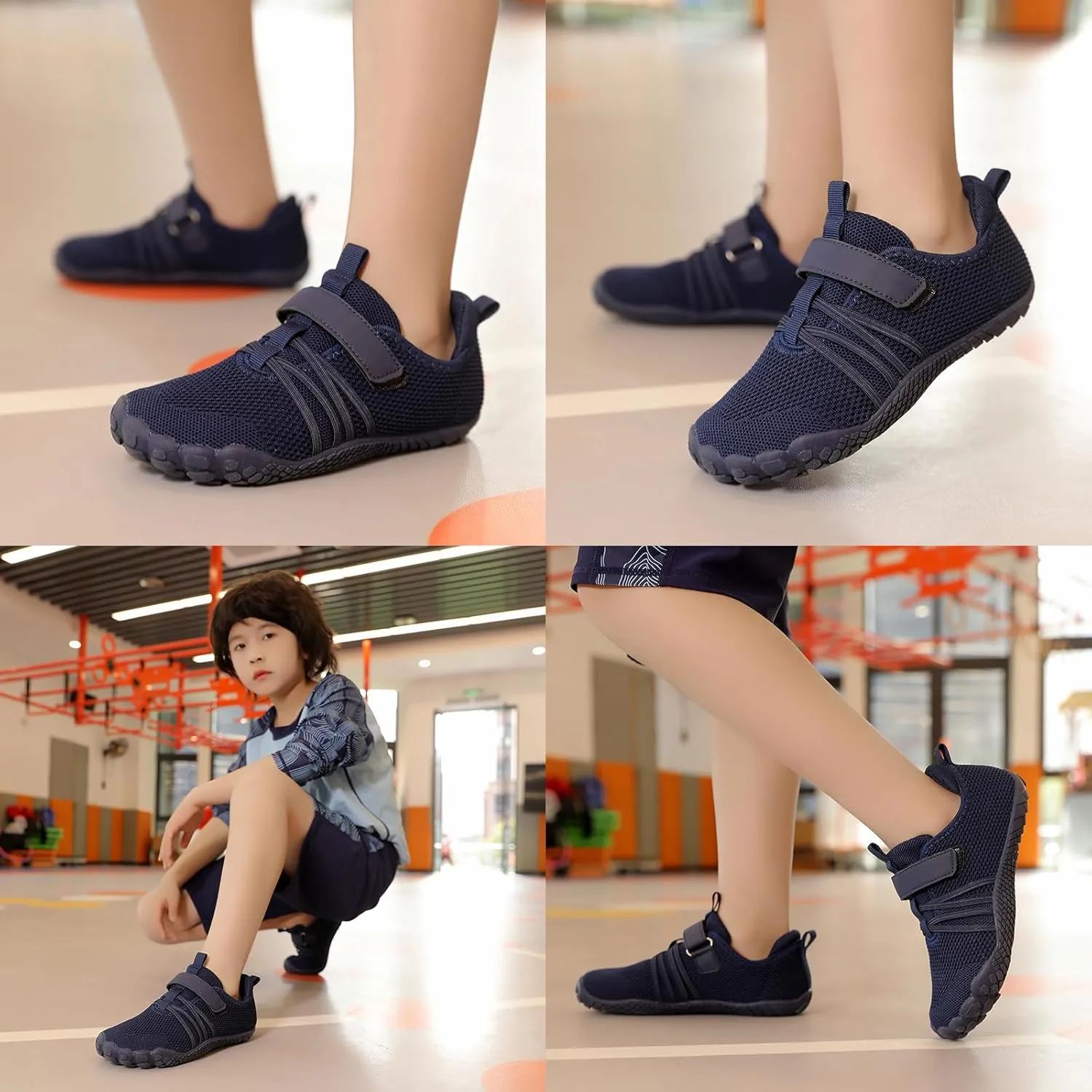 Kids Barefoot Shoes Boys Girls Footwear Toddler Shoes Wide Toe Box Hiking Flexible Zero Drop Sole Minimalist Sneakers Lightweight Breathable Slip On Running Tennis for Indoor Outdoor Little Big Kid