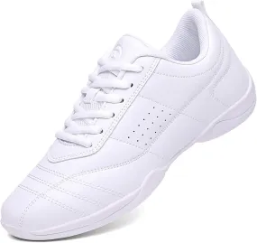 kkdom Adult & Youth White Cheerleading Shoes Athletic Dance Sport Training Shoes Competition Tennis Sneakers Cheer Shoes