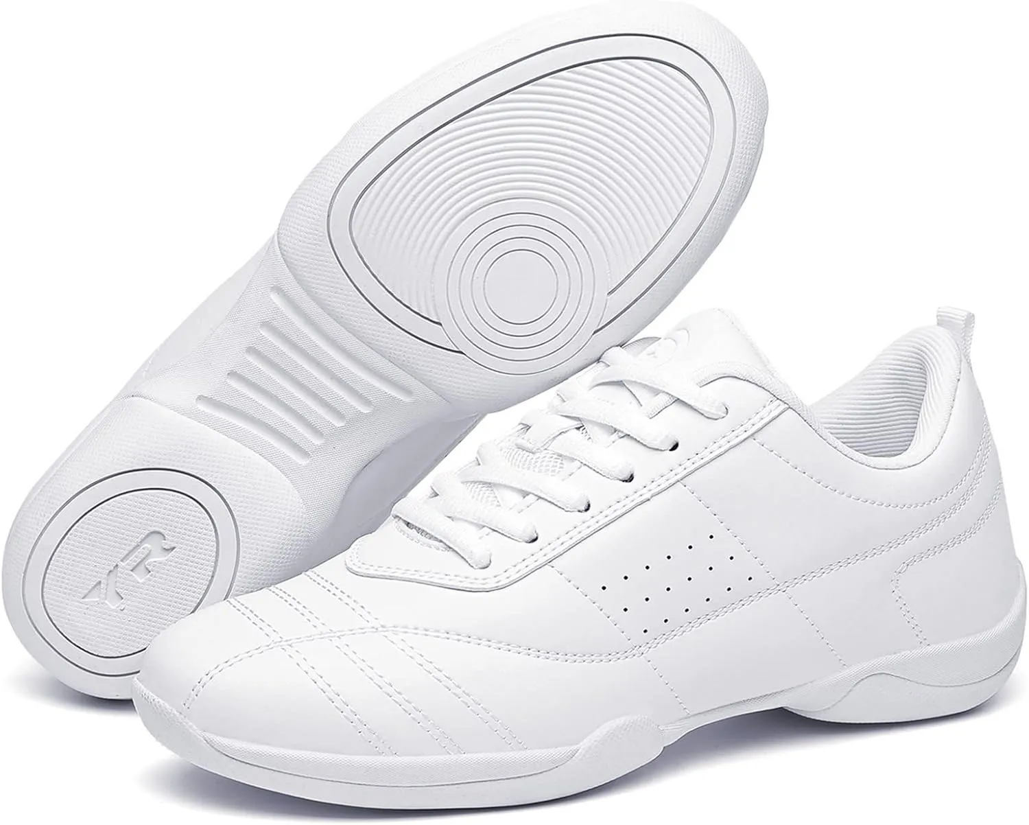 kkdom Adult & Youth White Cheerleading Shoes Athletic Dance Sport Training Shoes Competition Tennis Sneakers Cheer Shoes