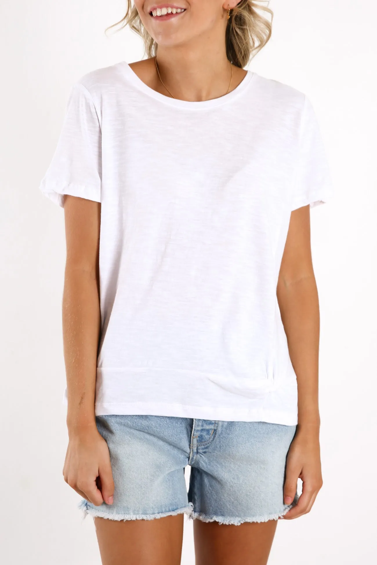 Knot Front Crop Tee White