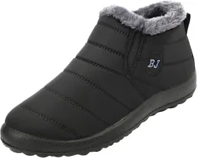 L-RUN Womens Winter Snow Boots Fur Lined Warm Ankle Boots Slip on Men's Snow Ankle Boots Lightweight Outdoor Footwear