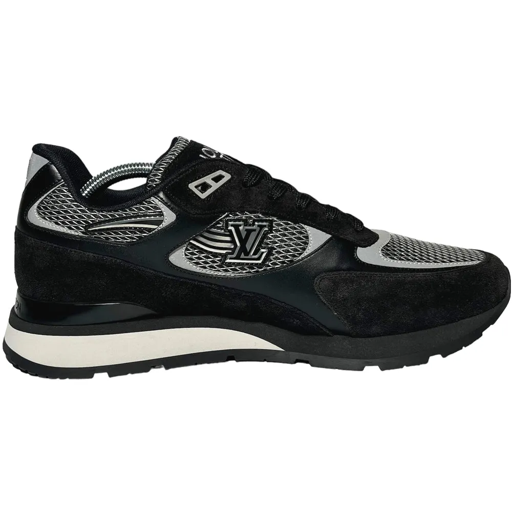 LOUIS VUITTON Run Away Trainers Black Grey Suede Leather Size 8.5 UK LHQ95