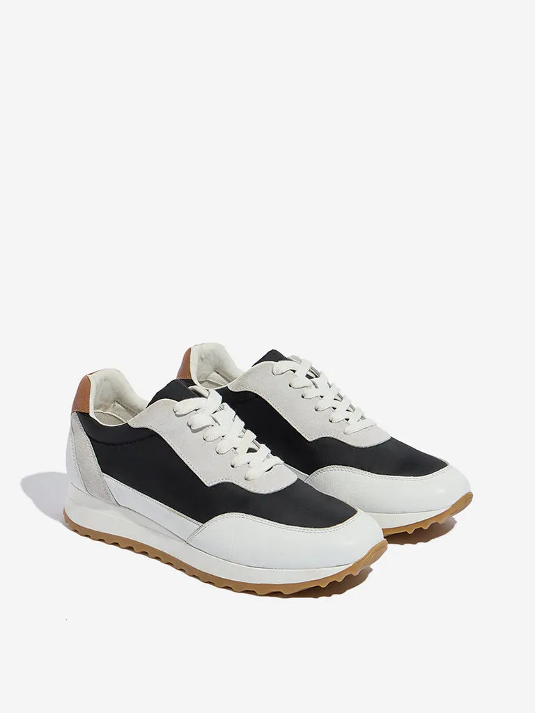 LUNA BLU Black Colour-Blocked Lace-Up Sneakers