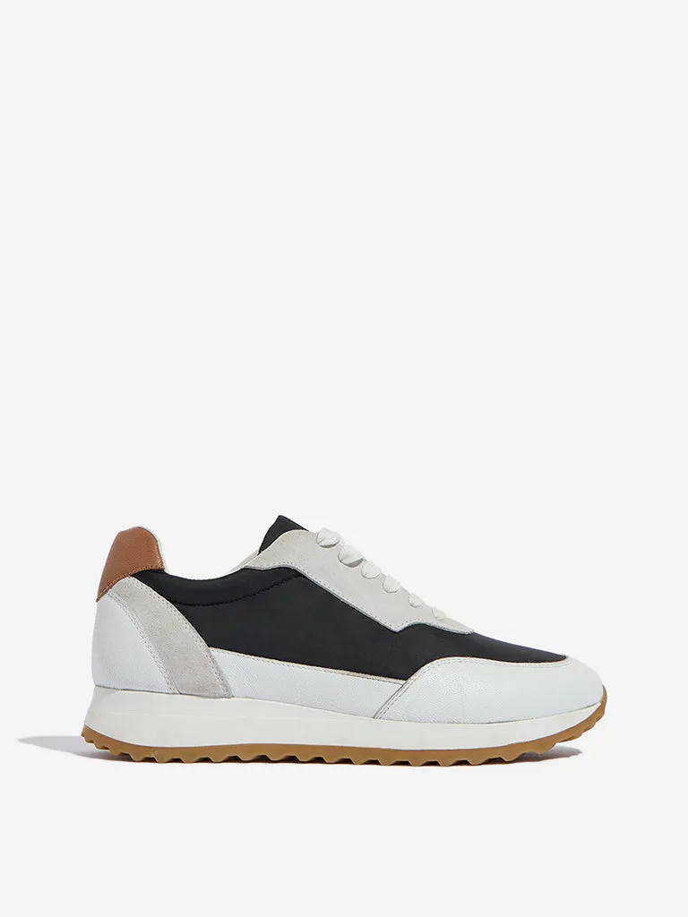 LUNA BLU Black Colour-Blocked Lace-Up Sneakers