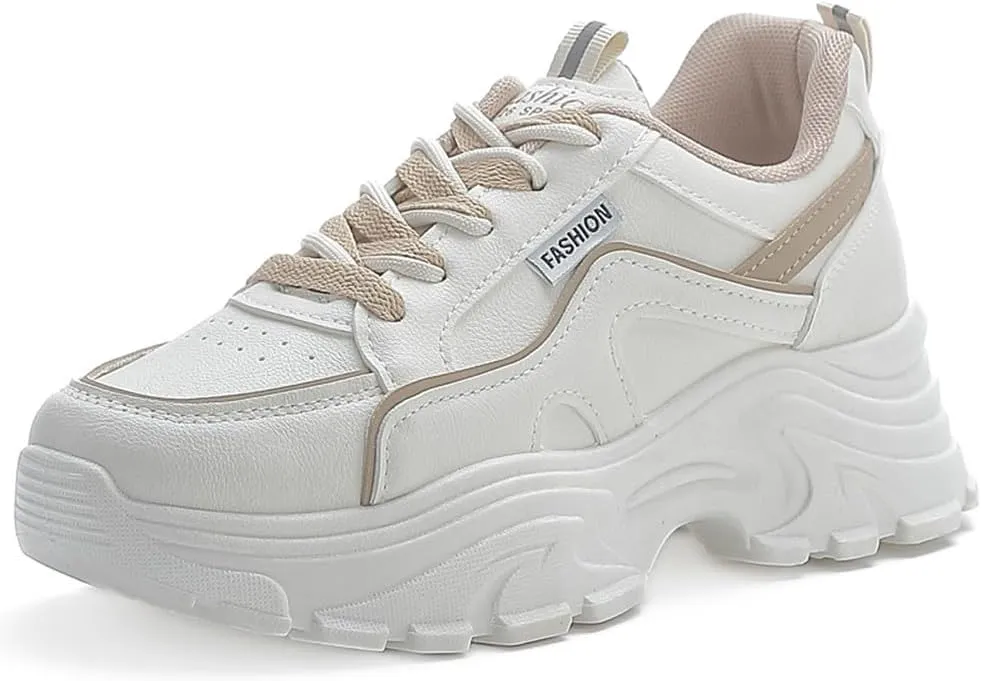 NCNDB Women's Fashion Super Chunky Sport Sneakers Lace Ups Trainers Running Shoes for Girls