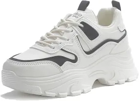 NCNDB Women's Fashion Super Chunky Sport Sneakers Lace Ups Trainers Running Shoes for Girls