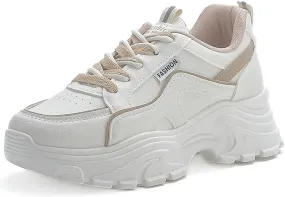 NCNDB Women's Fashion Super Chunky Sport Sneakers Lace Ups Trainers Running Shoes for Girls