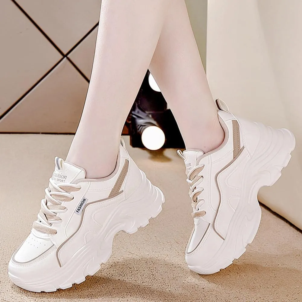NCNDB Women's Fashion Super Chunky Sport Sneakers Lace Ups Trainers Running Shoes for Girls