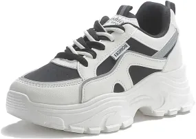 NCNDB Women's Fashion Super Chunky Sport Sneakers Lace Ups Trainers Running Shoes for Girls