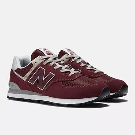New Balance Men's 574 Classic Sneakers- Burgundy/White