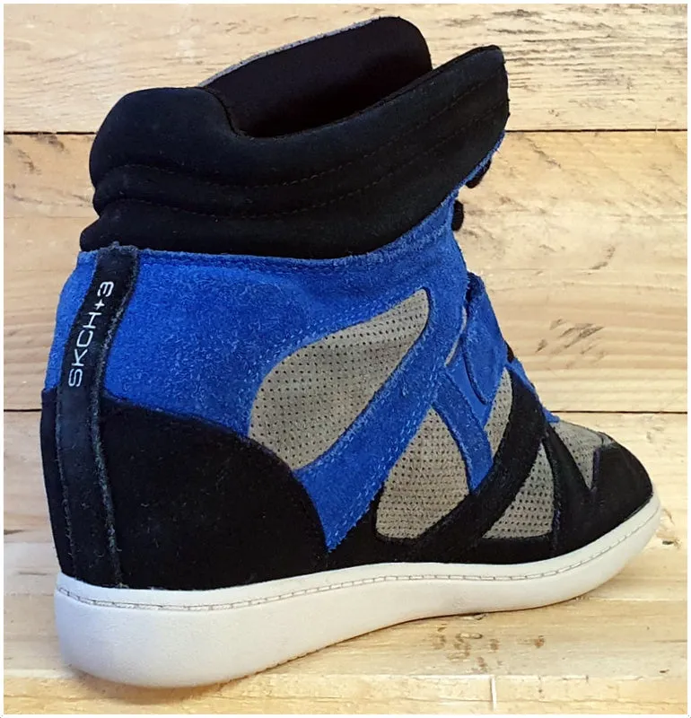 Skechers SKCH 3 Wedge Hi Suede Trainers UK6.5/US9.5/EU39.5 SN48136 Black/Blue