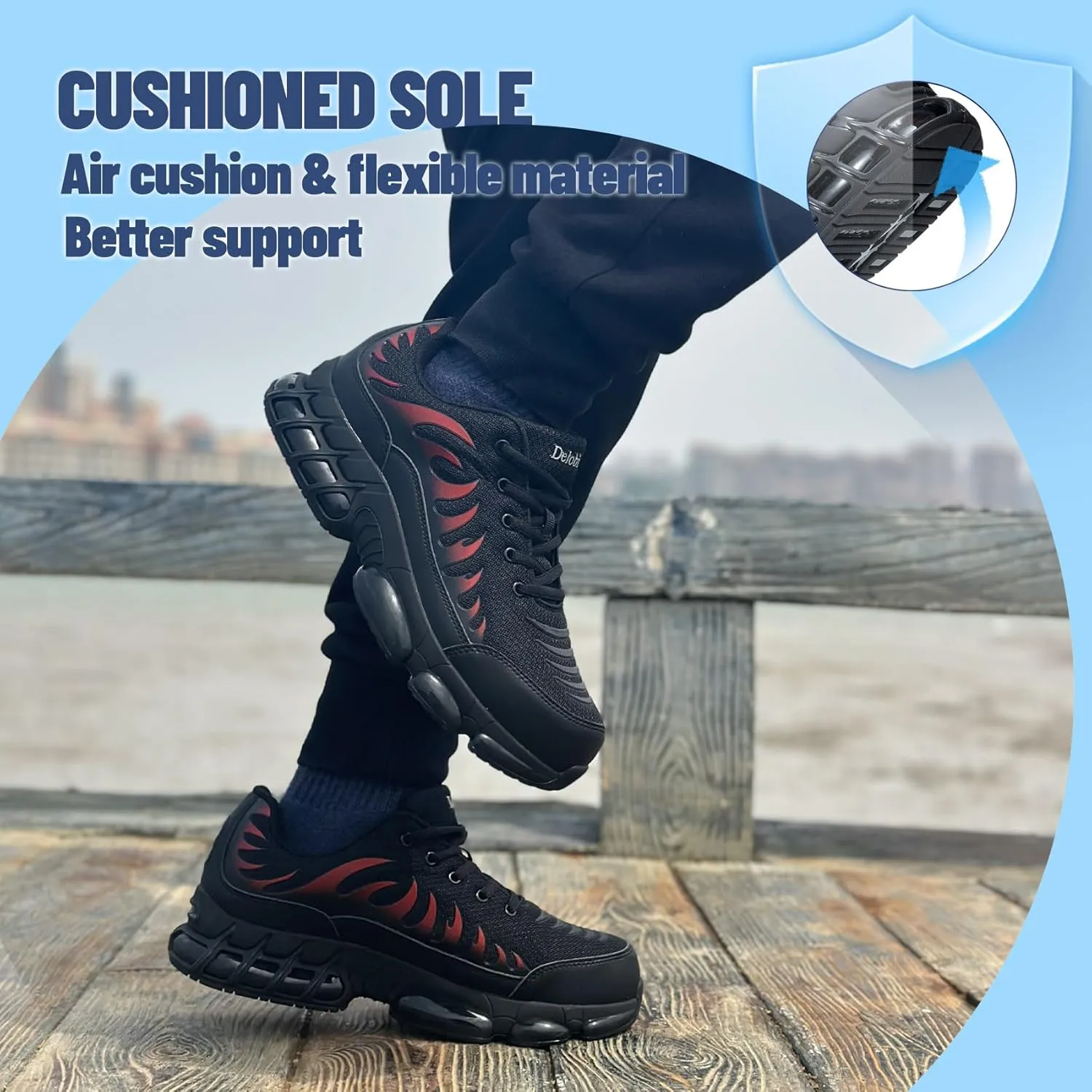 Slip On Steel Toe Shoes for Men Work Safety Sneakers Comfortable Indestructible Industrial Construction Footwear