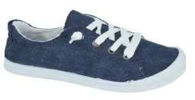 Soda Zig-S Navy Flat Linen Canvas Lace Up Loafers Style Slip On Fashion Sneakers