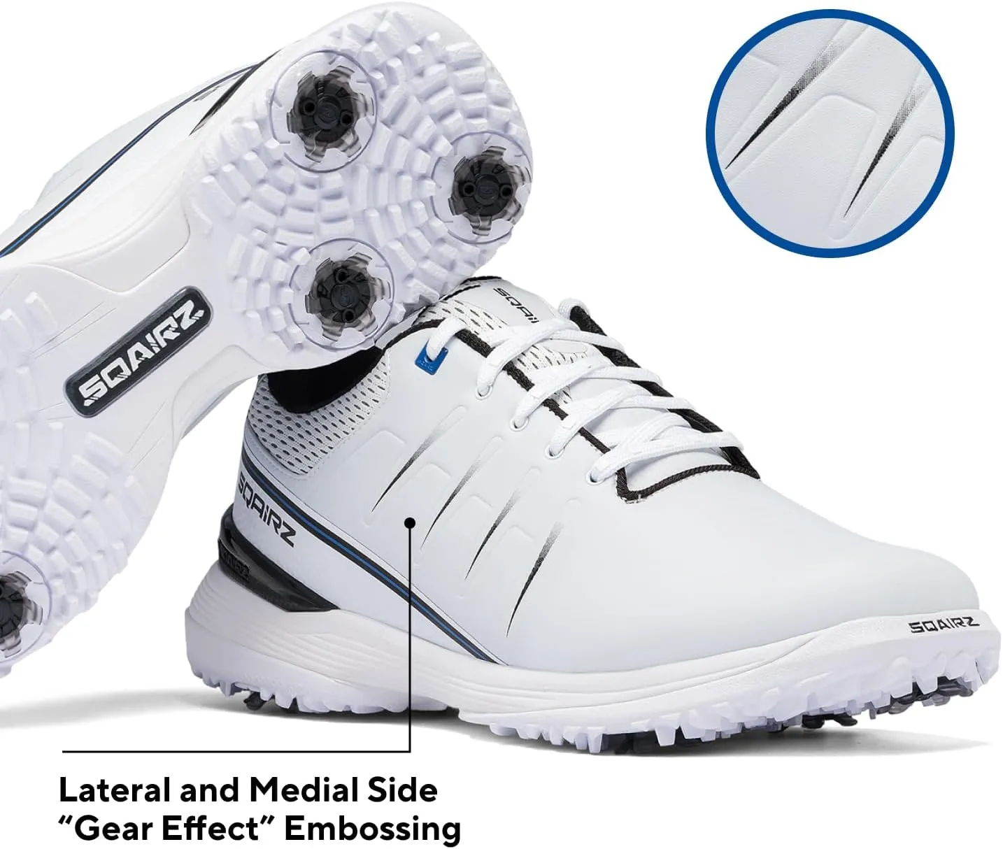 SQAIRZ SPEED2 Men's Athletic Golf Shoes, Designed for Balance & Performance, Replaceable Spikes, Waterproof, Golf Shoes Men with Spikes, Mens Footwear