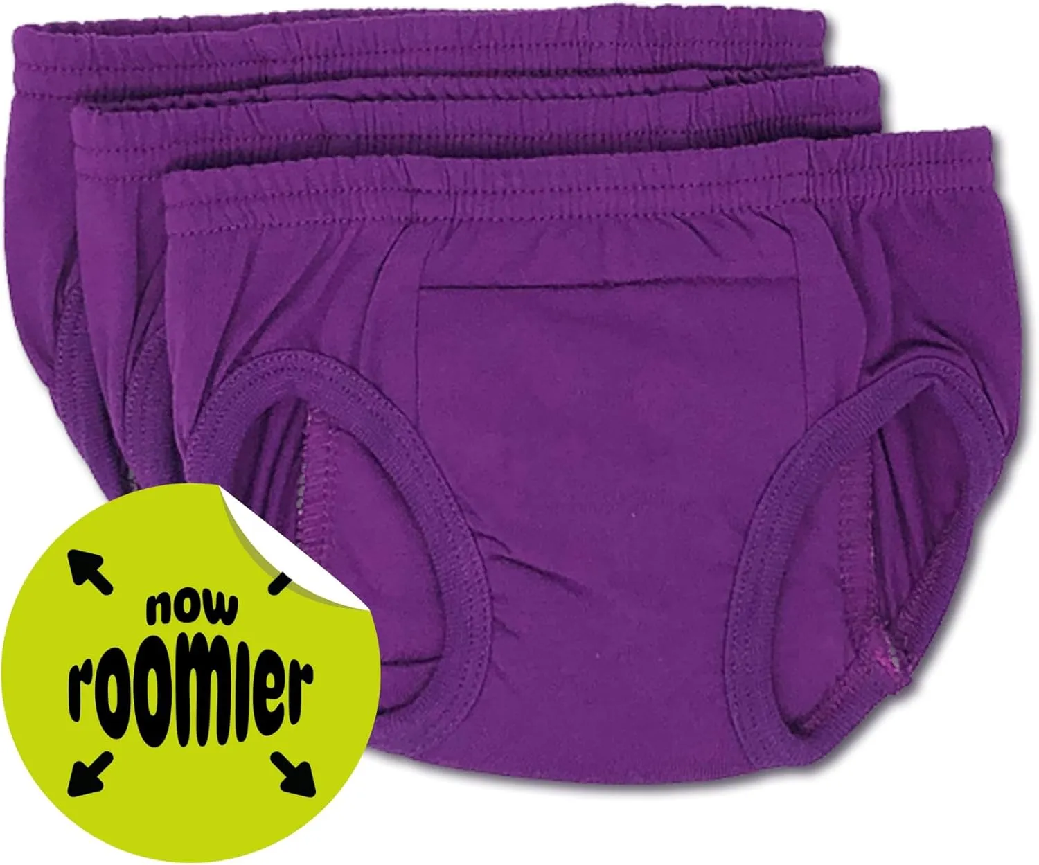 Tiny Trainers ROOMIER Small Unisex Cotton Training Pants for Toddlers, EC or Potty Training – 3-Pack