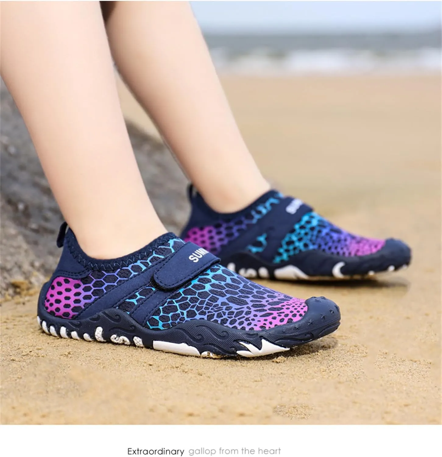 Water Shoes for Kids Boys Girls Athletic Non Slip Barefoot Shoes Lightweight Breathable Quick Dry Water Shoes Unisex Fashion Printed Hiking Footwear for Running Swimming Surfing Camping Climbing